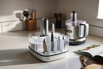 Proper storage of food processor blades to keep them sharp and rust-free.